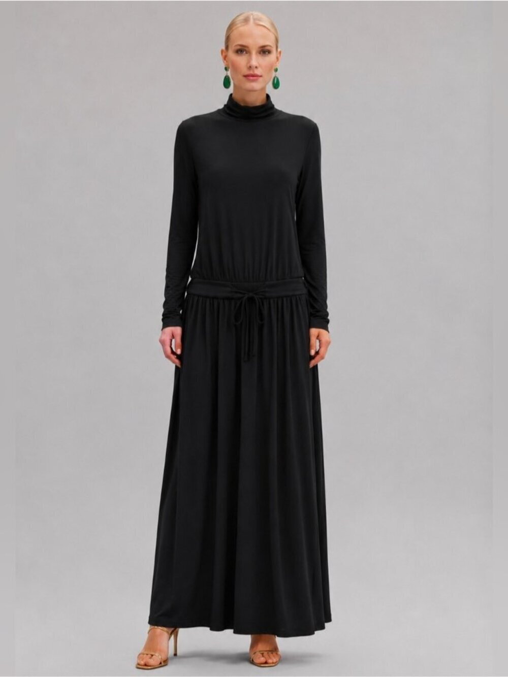 Burberry Black Drop Waist Corset Longsleeve 100% Silk maxi dress Whimsygoth